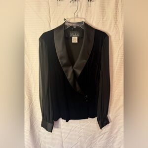 Alex Evenings XL Black Satin Tuxedo Jacket